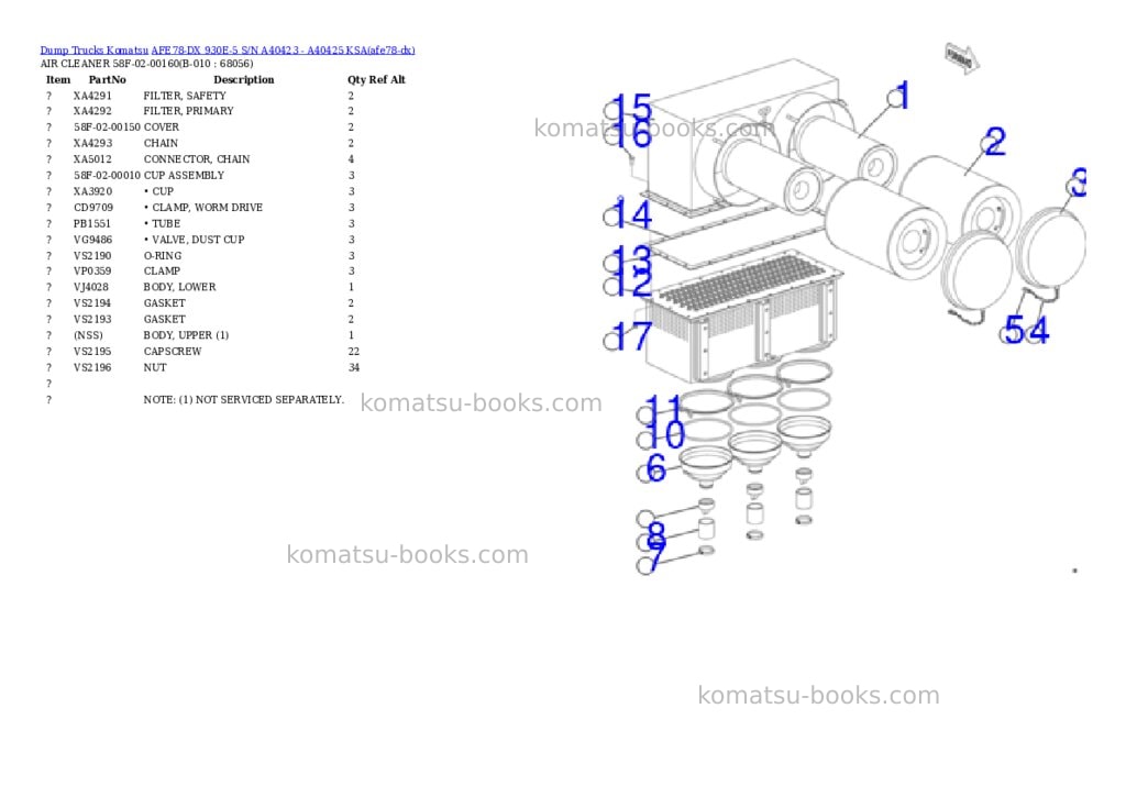 Komatsu AFE78-DX 930E-5 S/N A40423 - A40425 KSA Parts catalog cover Page 5