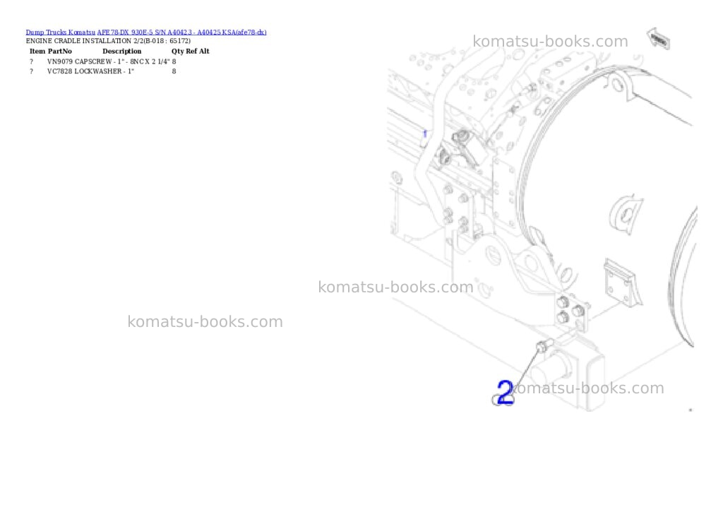 Komatsu AFE78-DX 930E-5 S/N A40423 - A40425 KSA Parts catalog cover Page 9