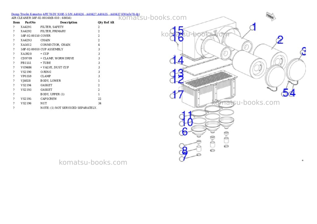 Komatsu AFE78-DY 930E-5 S/N A40426 - A40427,A40435 - A40437 KW Parts catalog cover Page 5 Komatsu AFE78-DY 930E-5 S/N A40426 - A40427,A40435 - A40437 KW Parts catalog cover Page 5