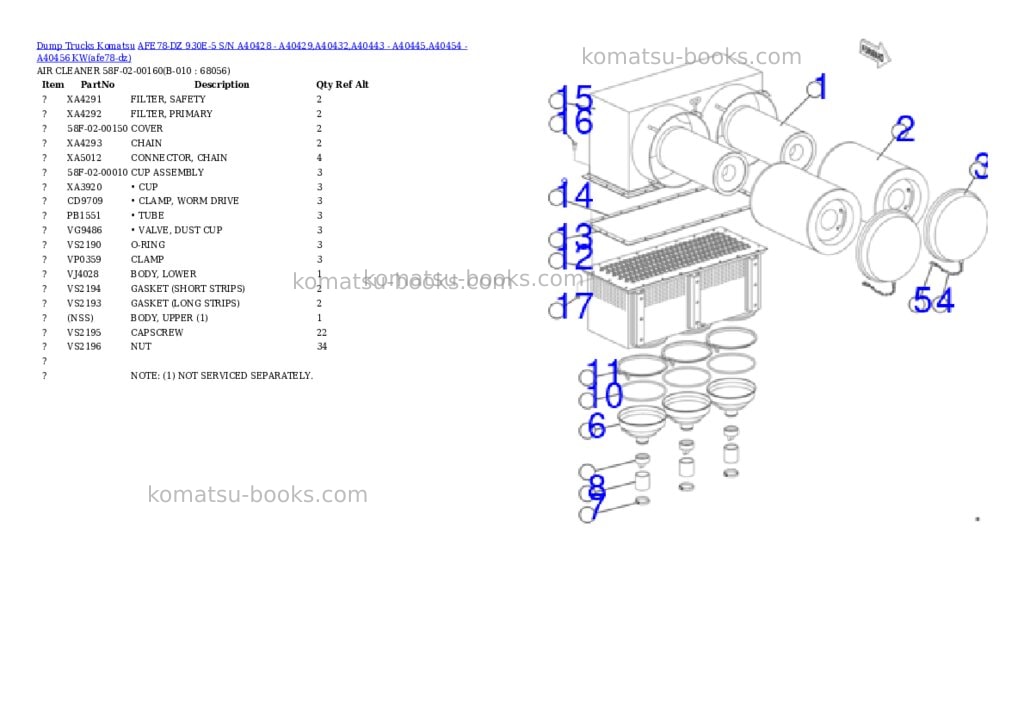 Komatsu AFE78-DZ 930E-5 S/N A40428 - A40429,A40432,A40443 - A40445,A40454 - A40456 KW Parts catalog cover Page 5 Komatsu AFE78-DZ 930E-5 S/N A40428 - A40429,A40432,A40443 - A40445,A40454 - A40456 KW Parts catalog cover Page 5