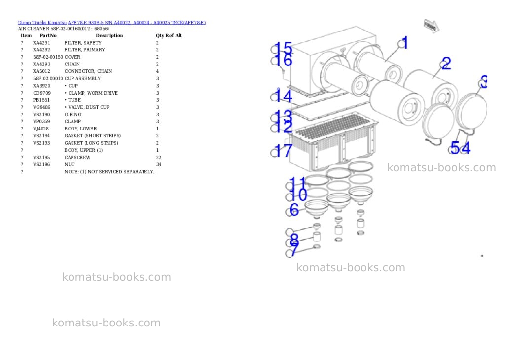 Komatsu afe78-e 930e-5 s/n a40022, a40024 - a40025 teck Parts catalog cover Page 6 Komatsu afe78-e 930e-5 s/n a40022, a40024 - a40025 teck Parts catalog cover Page 6