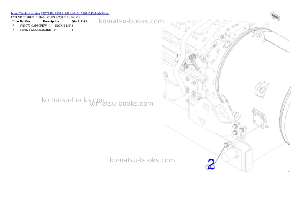 Komatsu AFE78-EA 930E-5 S/N A40431,A40441 KAL Parts catalog cover Page 9 Komatsu AFE78-EA 930E-5 S/N A40431,A40441 KAL Parts catalog cover Page 9