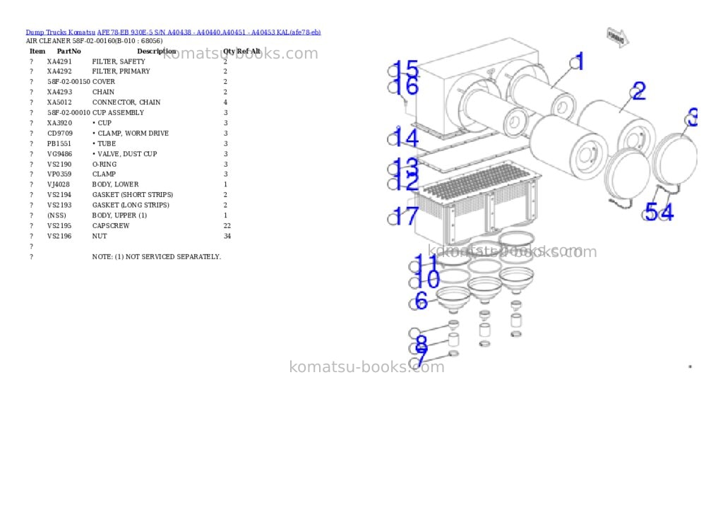 Komatsu AFE78-EB 930E-5 S/N A40438 - A40440,A40451 - A40453 KAL Parts catalog cover Page 5 Komatsu AFE78-EB 930E-5 S/N A40438 - A40440,A40451 - A40453 KAL Parts catalog cover Page 5