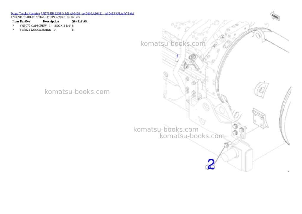 Komatsu AFE78-EB 930E-5 S/N A40438 - A40440,A40451 - A40453 KAL Parts catalog cover Page 9 Komatsu AFE78-EB 930E-5 S/N A40438 - A40440,A40451 - A40453 KAL Parts catalog cover Page 9