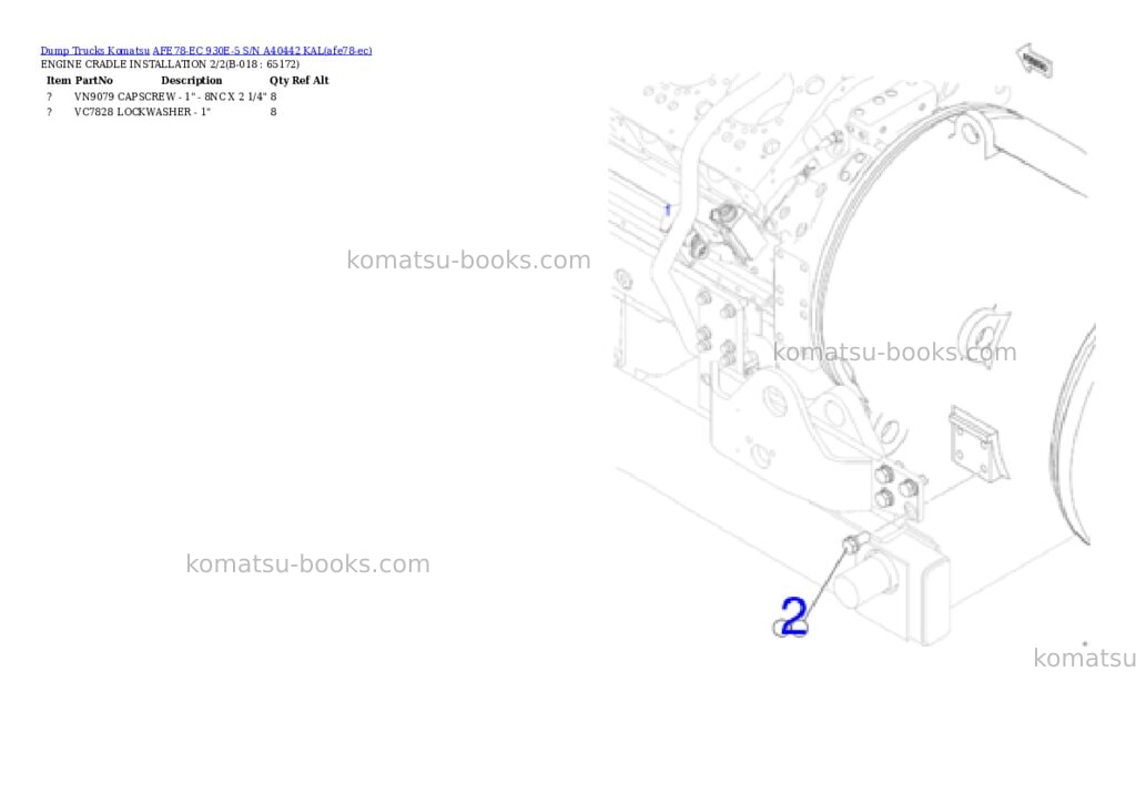 Komatsu AFE78-EC 930E-5 S/N A40442 KAL Parts catalog cover Page 3 Komatsu AFE78-EC 930E-5 S/N A40442 KAL Parts catalog cover Page 3