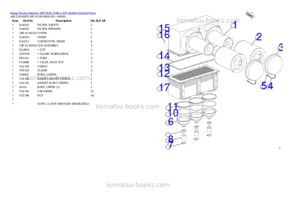 Komatsu AFE78-EC 930E-5 S/N A40442 KAL Parts catalog cover Page 5 Komatsu AFE78-EC 930E-5 S/N A40442 KAL Parts catalog cover Page 5