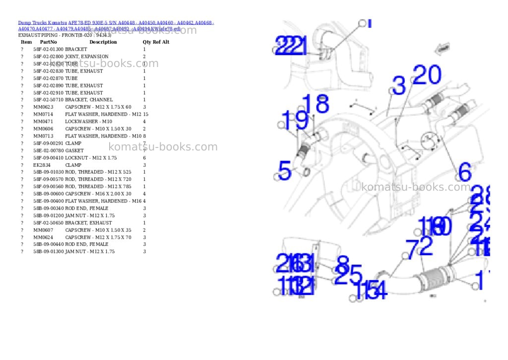 Komatsu AFE78-ED 930E-5 S/N A40448 - A40450,A40460 - A40462,A40468 - A40470,A40477 - A40479,A40485 - A40487,A40492 - A40494 KW Parts catalog cover Page 10