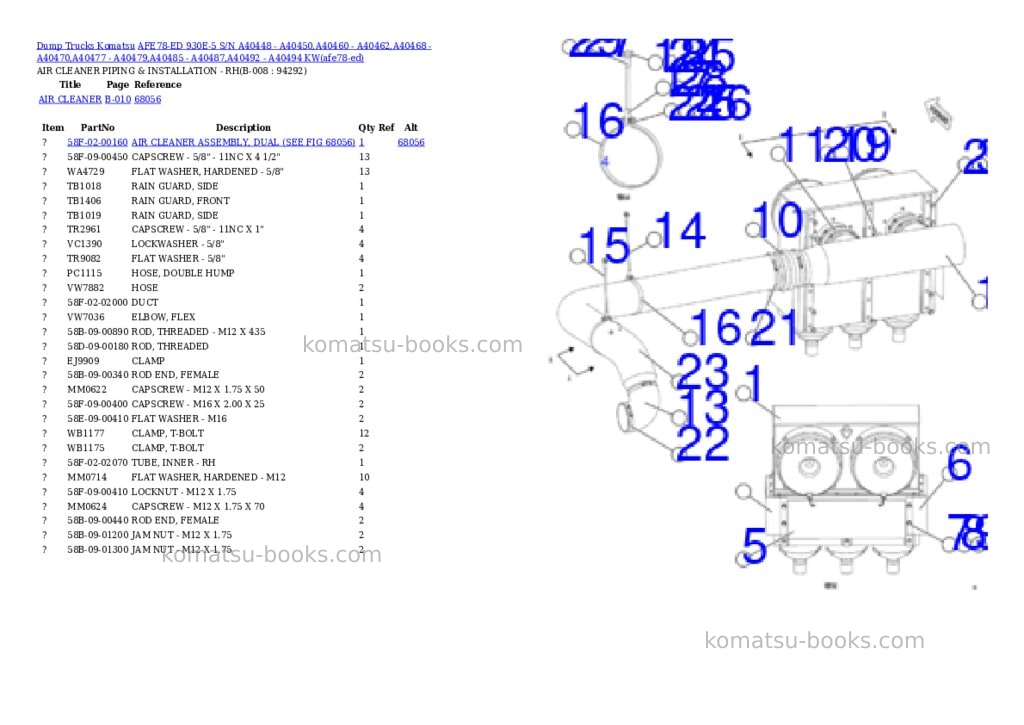 Komatsu AFE78-ED 930E-5 S/N A40448 - A40450,A40460 - A40462,A40468 - A40470,A40477 - A40479,A40485 - A40487,A40492 - A40494 KW Parts catalog cover Page 4
