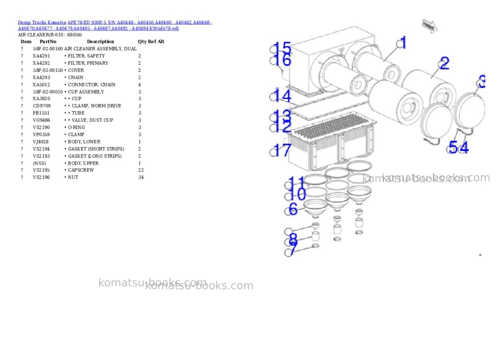 Komatsu AFE78-ED 930E-5 S/N A40448 - A40450,A40460 - A40462,A40468 - A40470,A40477 - A40479,A40485 - A40487,A40492 - A40494 KW Parts catalog cover Page 5