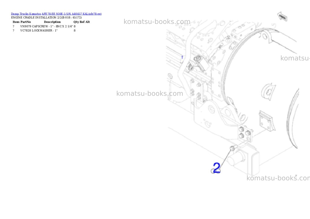 Komatsu AFE78-EE 930E-5 S/N A40457 KAL Parts catalog cover Page 9 Komatsu AFE78-EE 930E-5 S/N A40457 KAL Parts catalog cover Page 9