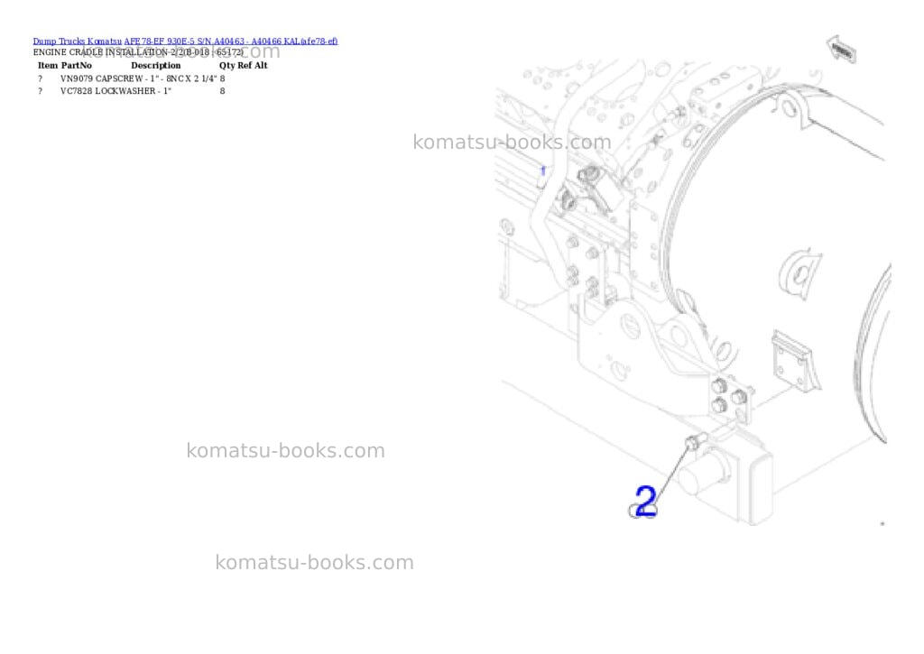 Komatsu AFE78-EF 930E-5 S/N A40463 - A40466 KAL Parts catalog cover Page 9