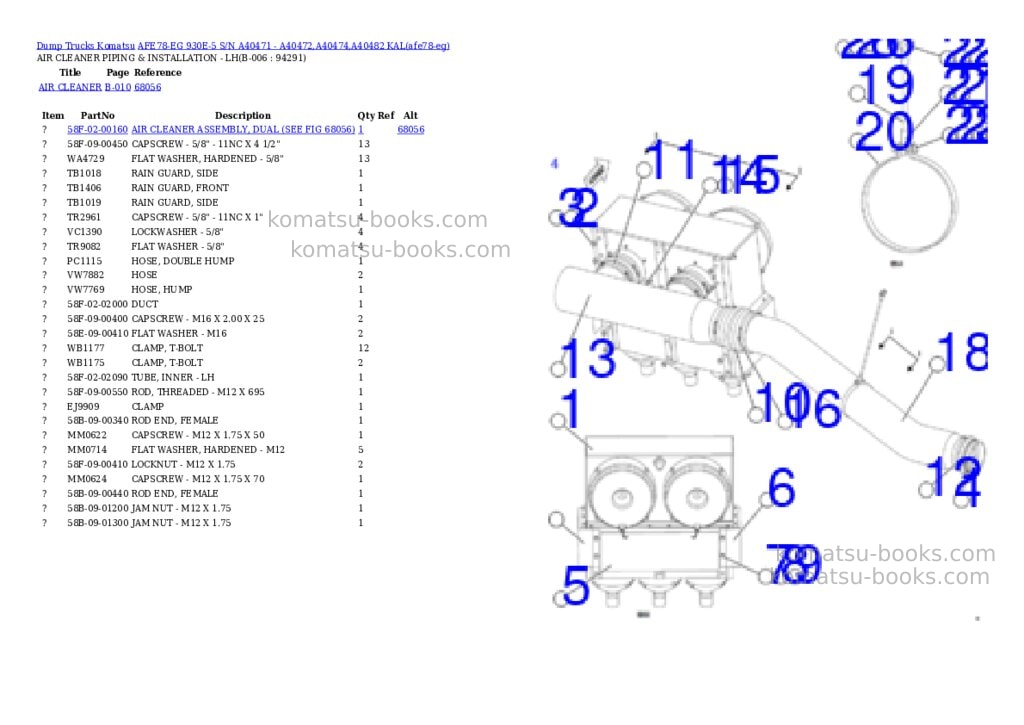 Komatsu AFE78-EG 930E-5 S/N A40471 - A40472,A40474,A40482 KAL Parts catalog cover Page 3 Komatsu AFE78-EG 930E-5 S/N A40471 - A40472,A40474,A40482 KAL Parts catalog cover Page 3