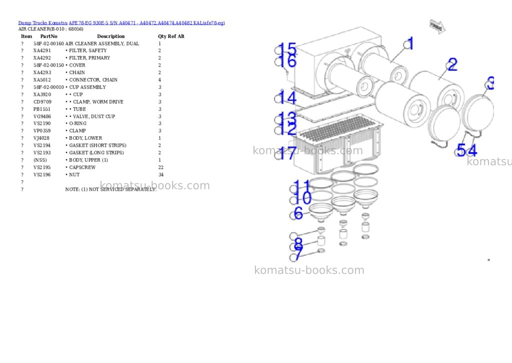 Komatsu AFE78-EG 930E-5 S/N A40471 - A40472,A40474,A40482 KAL Parts catalog cover Page 5 Komatsu AFE78-EG 930E-5 S/N A40471 - A40472,A40474,A40482 KAL Parts catalog cover Page 5