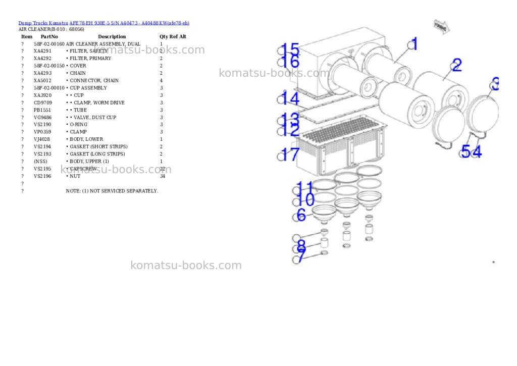 Komatsu AFE78-EH 930E-5 S/N A40473 - A40488 KW Parts catalog cover Page 5