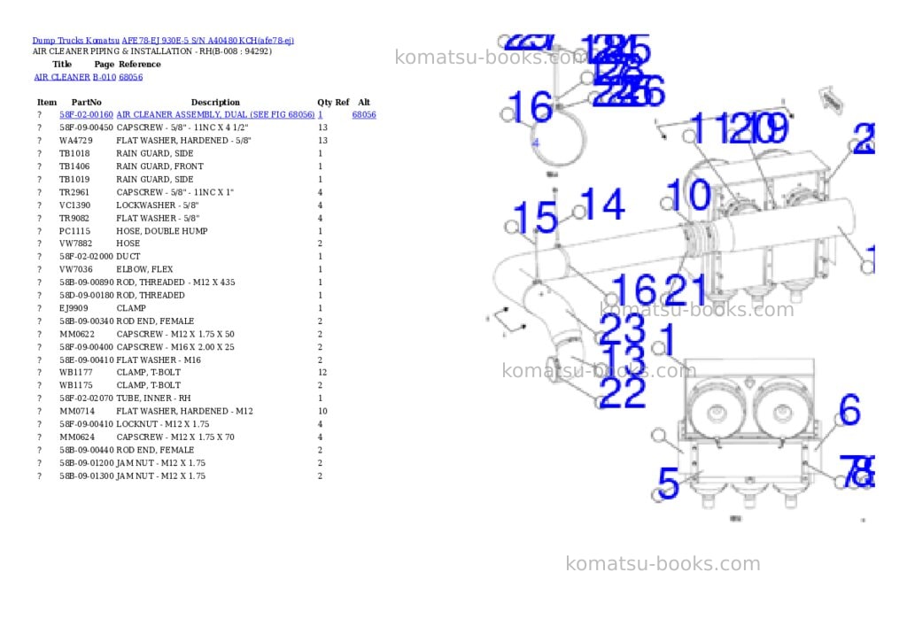 Komatsu AFE78-EJ 930E-5 S/N A40480 KCH Parts catalog cover Page 4