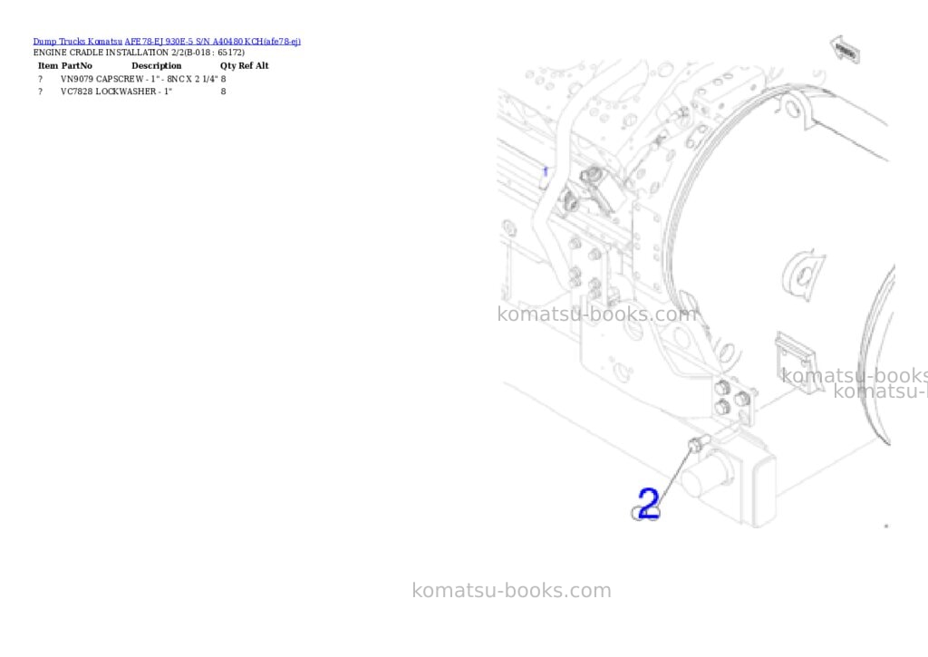 Komatsu AFE78-EJ 930E-5 S/N A40480 KCH Parts catalog cover Page 9