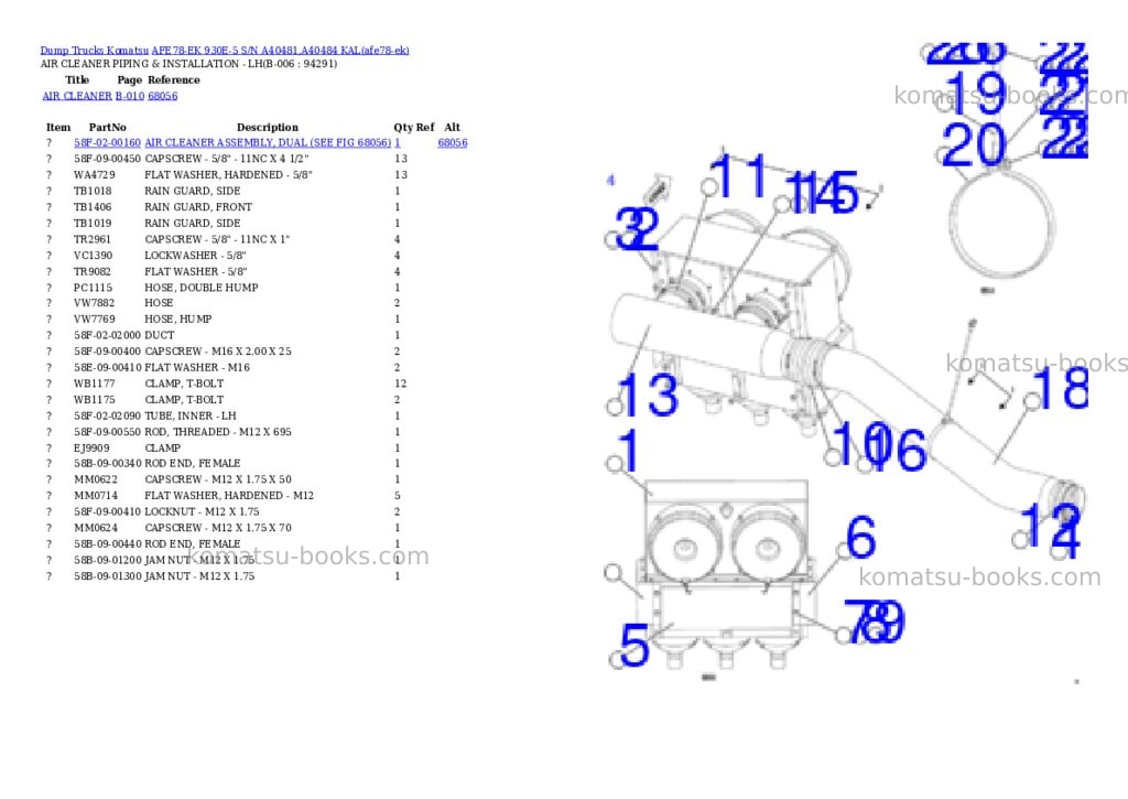Komatsu AFE78-EK 930E-5 S/N A40481,A40484 KAL Parts catalog cover Page 3