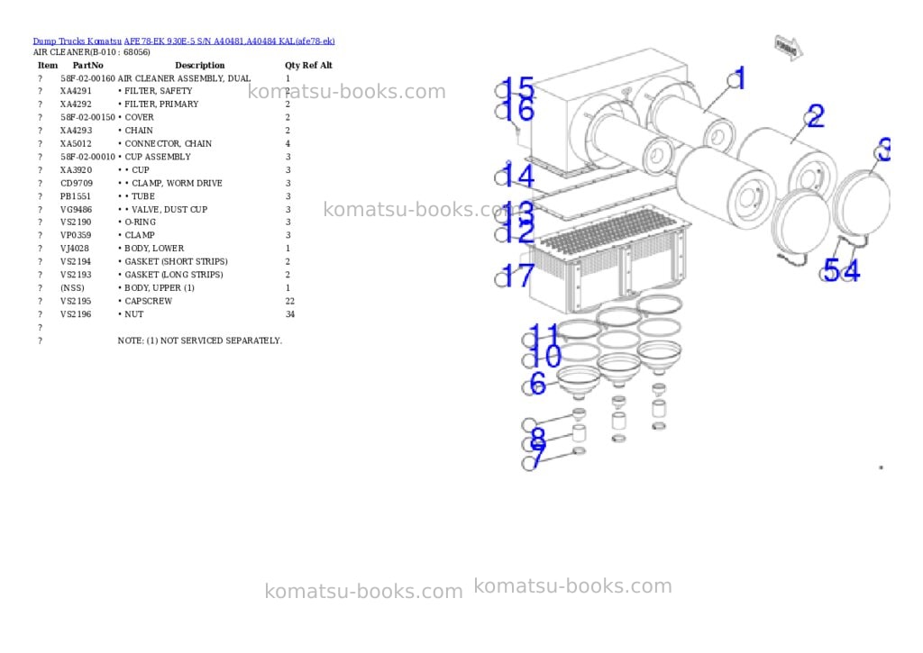 Komatsu AFE78-EK 930E-5 S/N A40481,A40484 KAL Parts catalog cover Page 5