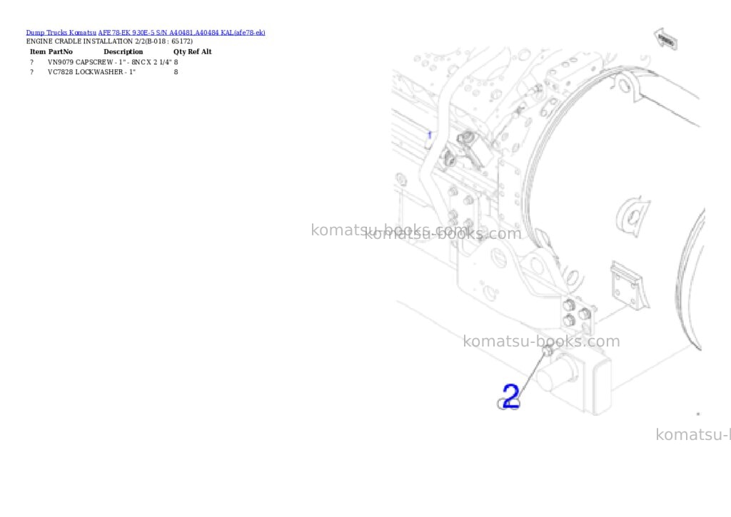 Komatsu AFE78-EK 930E-5 S/N A40481,A40484 KAL Parts catalog cover Page 9