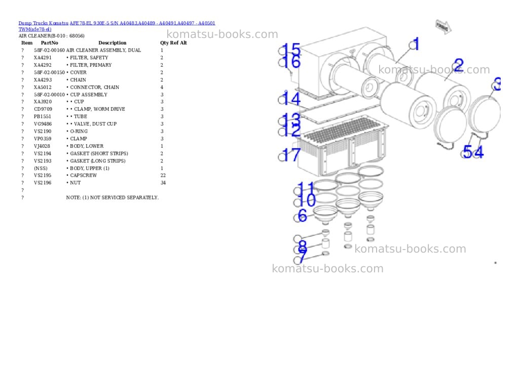 Komatsu AFE78-EL 930E-5 S/N A40483,A40489 - A40491,A40497 - A40501 TWM Parts catalog cover Page 5 Komatsu AFE78-EL 930E-5 S/N A40483,A40489 - A40491,A40497 - A40501 TWM Parts catalog cover Page 5