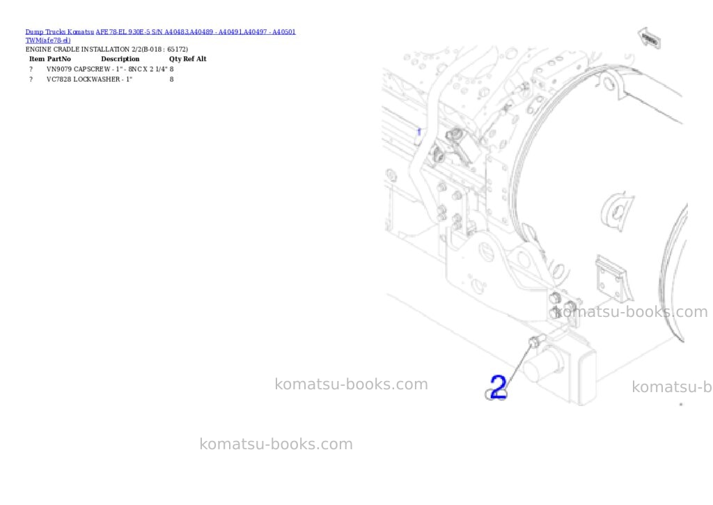 Komatsu AFE78-EL 930E-5 S/N A40483,A40489 - A40491,A40497 - A40501 TWM Parts catalog cover Page 9 Komatsu AFE78-EL 930E-5 S/N A40483,A40489 - A40491,A40497 - A40501 TWM Parts catalog cover Page 9