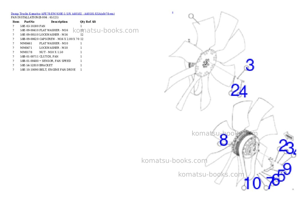 Komatsu AFE78-EM 930E-5 S/N A40502 - A40505 KSA Parts catalog cover Page 2 Komatsu AFE78-EM 930E-5 S/N A40502 - A40505 KSA Parts catalog cover Page 2