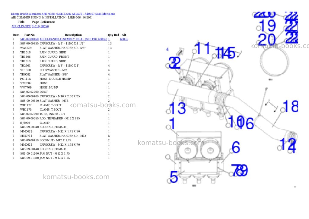Komatsu AFE78-EN 930E-5 S/N A40506 - A40507 SMS Parts catalog cover Page 3