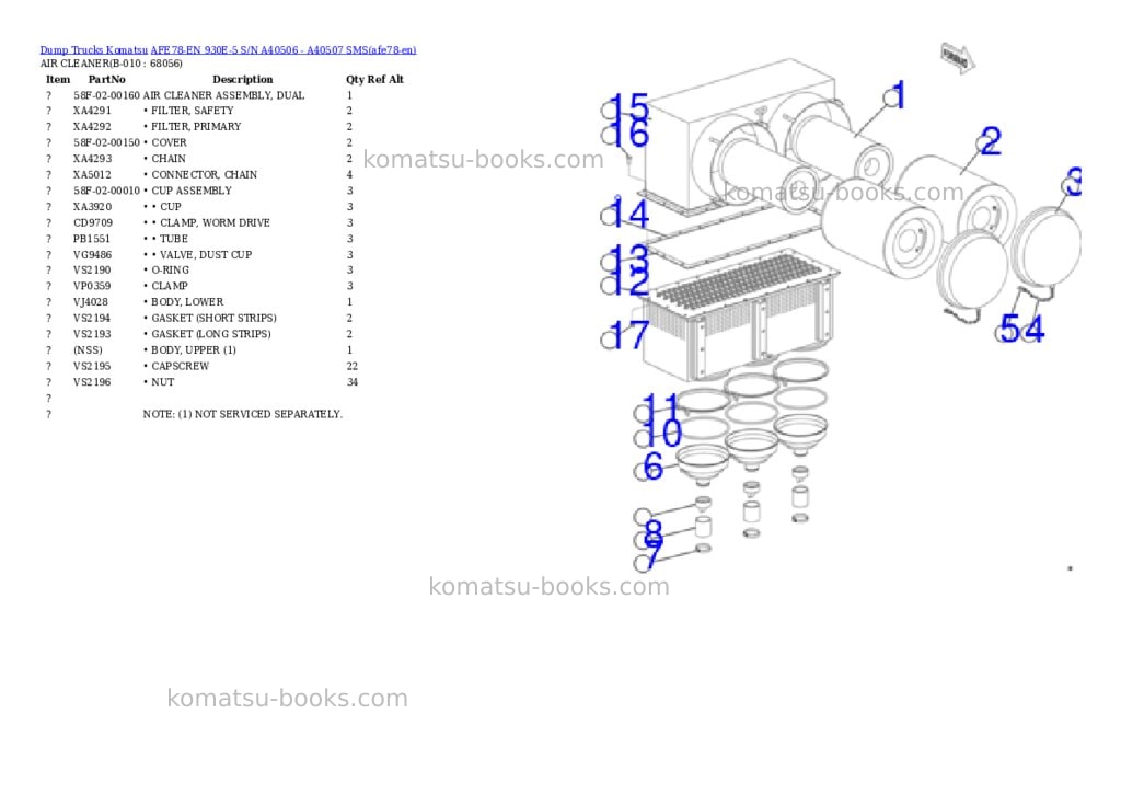 Komatsu AFE78-EN 930E-5 S/N A40506 - A40507 SMS Parts catalog cover Page 5