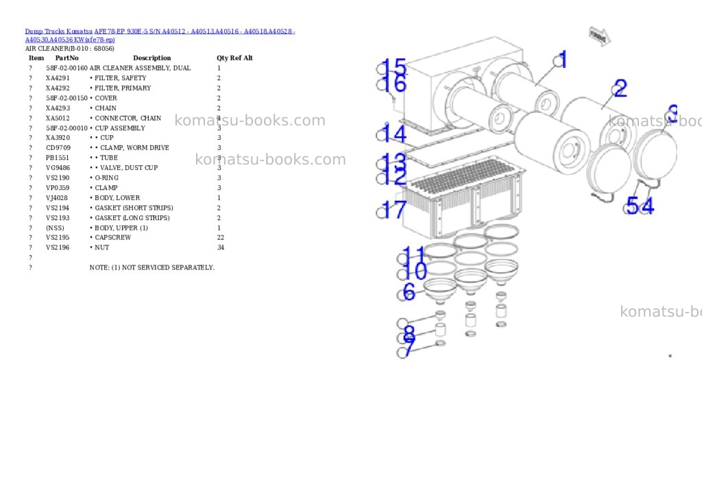 Komatsu AFE78-EP 930E-5 S/N A40512 - A40513,A40516 - A40518,A40528 - A40530,A40536 KW Parts catalog cover Page 5 Komatsu AFE78-EP 930E-5 S/N A40512 - A40513,A40516 - A40518,A40528 - A40530,A40536 KW Parts catalog cover Page 5