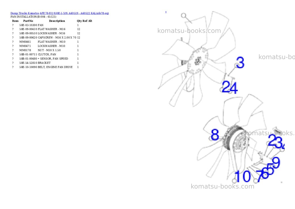 Komatsu AFE78-EQ 930E-5 S/N A40519 - A40522 KAL Parts catalog cover Page 2