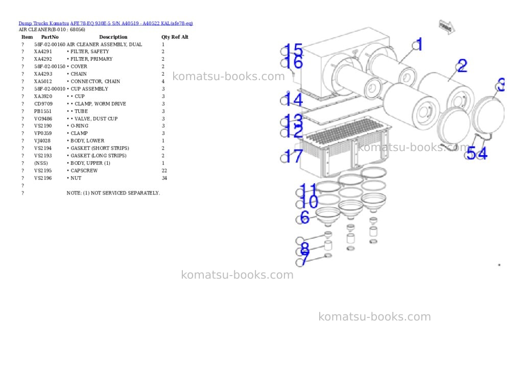 Komatsu AFE78-EQ 930E-5 S/N A40519 - A40522 KAL Parts catalog cover Page 5