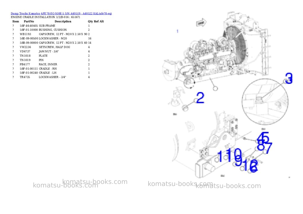 Komatsu AFE78-EQ 930E-5 S/N A40519 - A40522 KAL Parts catalog cover Page 8