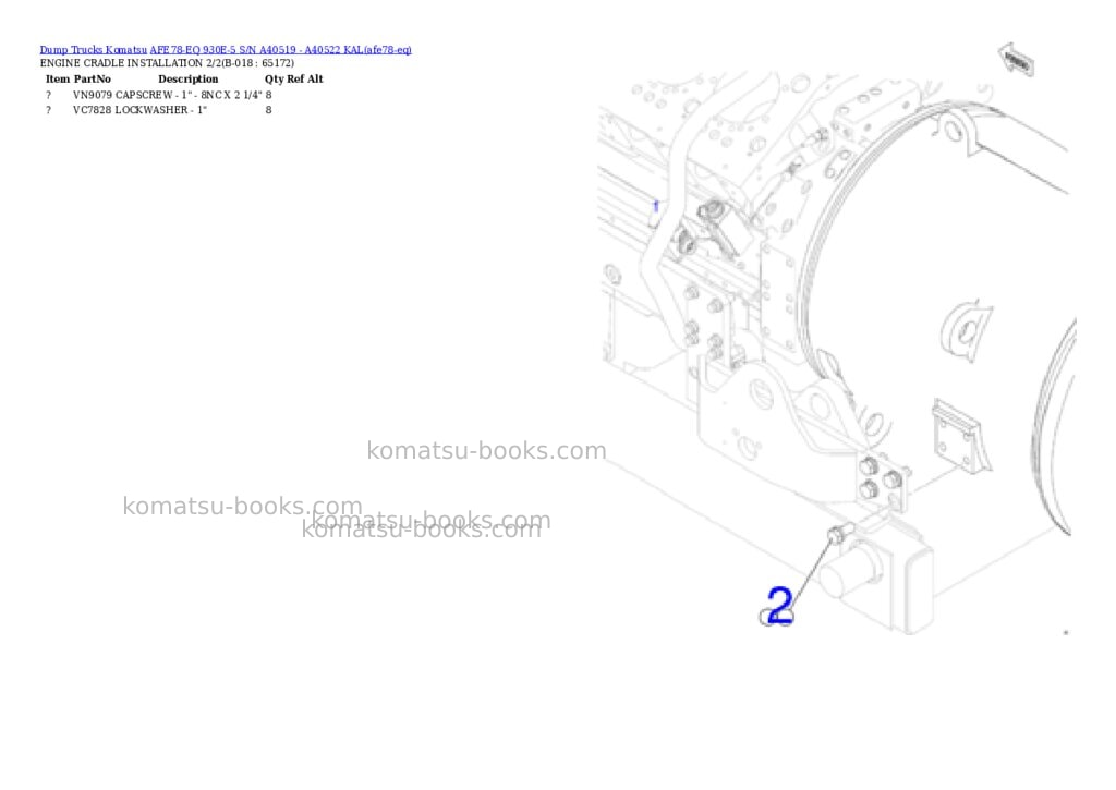 Komatsu AFE78-EQ 930E-5 S/N A40519 - A40522 KAL Parts catalog cover Page 9