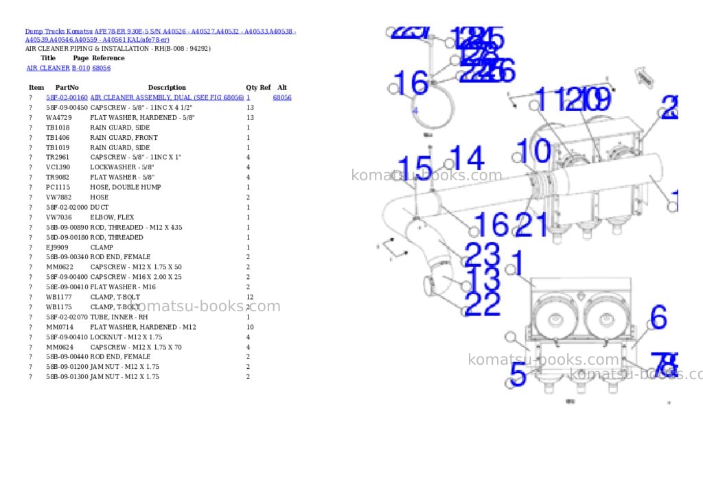 Komatsu AFE78-ER 930E-5 S/N A40526 - A40527,A40532 - A40533,A40538 - A40539,A40546,A40559 - A40561 KAL Parts catalog cover Page 4