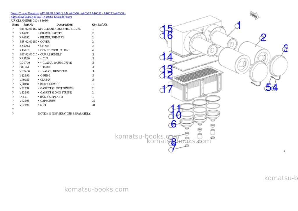Komatsu AFE78-ER 930E-5 S/N A40526 - A40527,A40532 - A40533,A40538 - A40539,A40546,A40559 - A40561 KAL Parts catalog cover Page 5