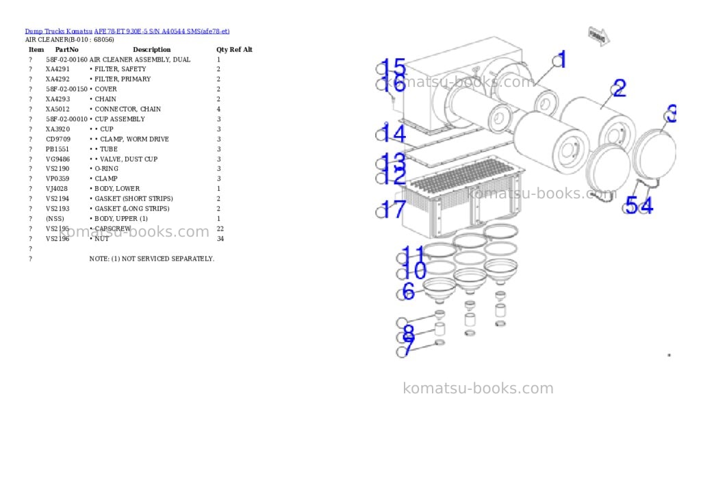 Komatsu AFE78-ET 930E-5 S/N A40544 SMS Parts catalog cover Page 5