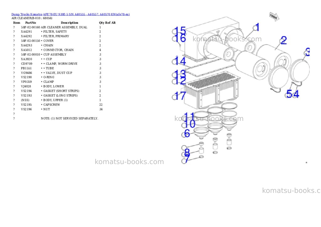 Komatsu AFE78-EU 930E-5 S/N A40555 - A40557, A40570 KW Parts catalog cover Page 5