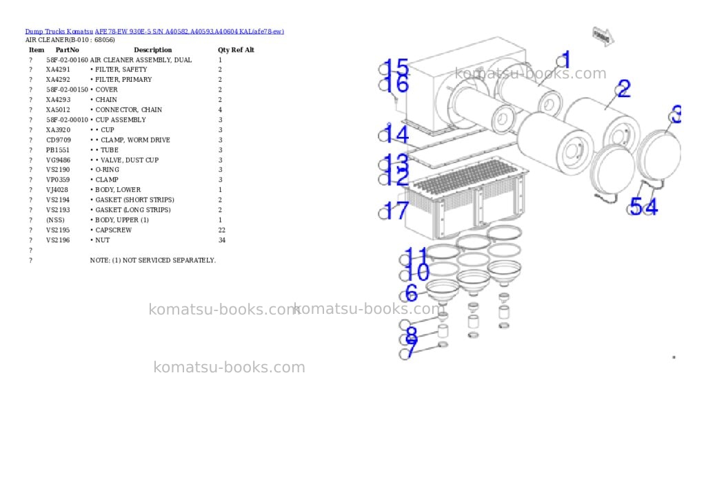 Komatsu AFE78-EW 930E-5 S/N A40582,A40593,A40604 KAL Parts catalog cover Page 5