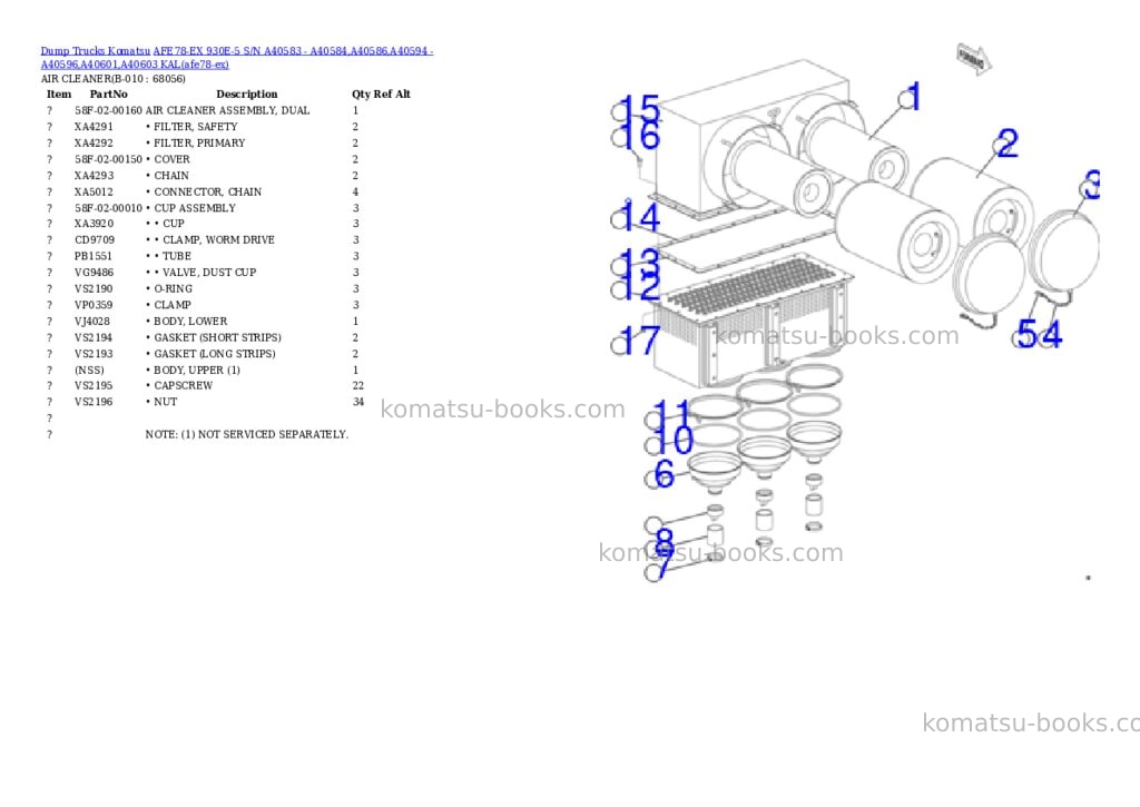 Komatsu AFE78-EX 930E-5 S/N A40583 - A40584,A40586,A40594 - A40596,A40601,A40603 KAL Parts catalog cover Page 5 Komatsu AFE78-EX 930E-5 S/N A40583 - A40584,A40586,A40594 - A40596,A40601,A40603 KAL Parts catalog cover Page 5