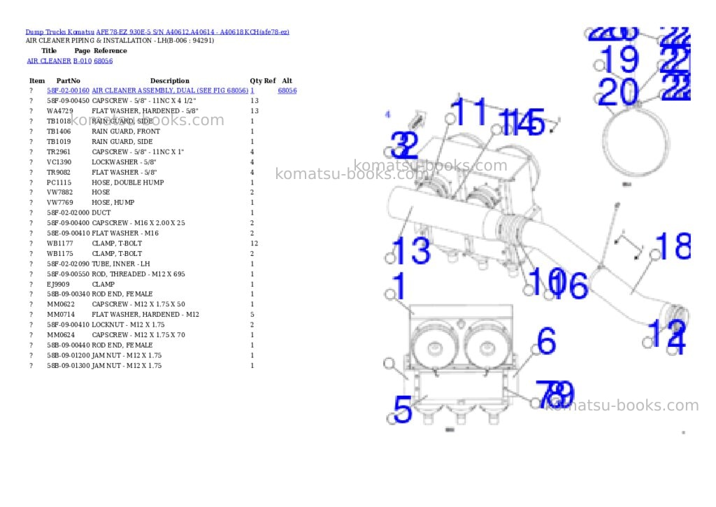 Komatsu AFE78-EZ 930E-5 S/N A40612,A40614 - A40618 KCH Parts catalog cover Page 3