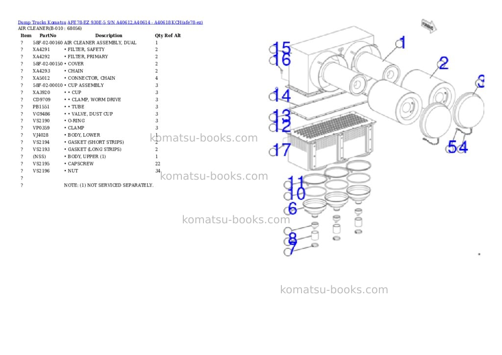 Komatsu AFE78-EZ 930E-5 S/N A40612,A40614 - A40618 KCH Parts catalog cover Page 5