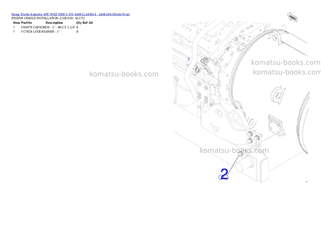 Komatsu AFE78-EZ 930E-5 S/N A40612,A40614 - A40618 KCH Parts catalog cover Page 9