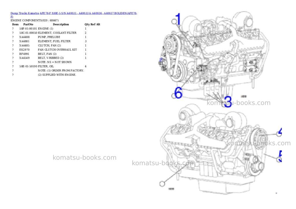 Komatsu afe78-f 930e-5 s/n a40031 - a40033 & a40036 - a40037 boliden Parts catalog cover Page 10 Komatsu afe78-f 930e-5 s/n a40031 - a40033 & a40036 - a40037 boliden Parts catalog cover Page 10
