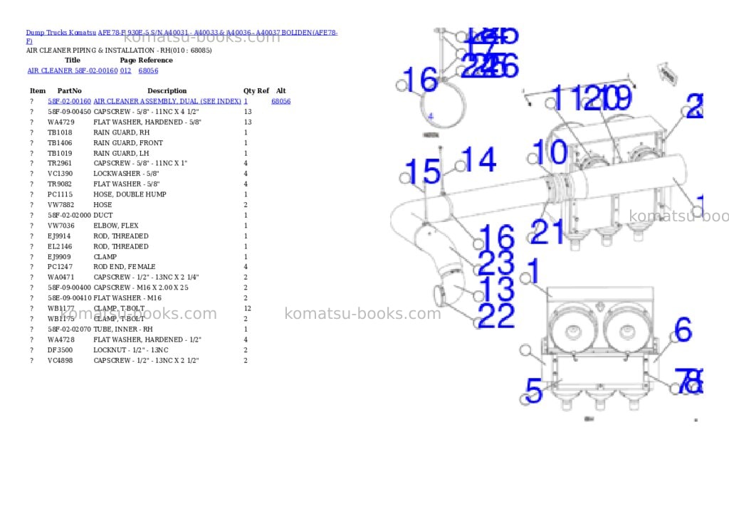 Komatsu afe78-f 930e-5 s/n a40031 - a40033 & a40036 - a40037 boliden Parts catalog cover Page 5 Komatsu afe78-f 930e-5 s/n a40031 - a40033 & a40036 - a40037 boliden Parts catalog cover Page 5