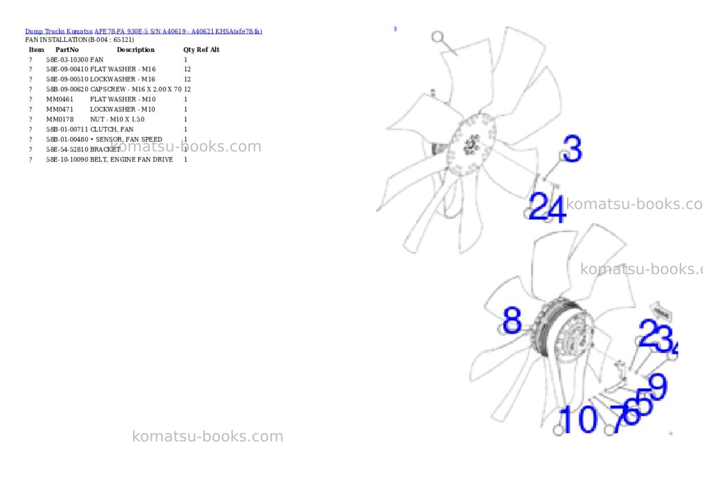 Komatsu AFE78-FA 930E-5 S/N A40619 - A40621 KHSA Parts catalog cover Page 2 Komatsu AFE78-FA 930E-5 S/N A40619 - A40621 KHSA Parts catalog cover Page 2
