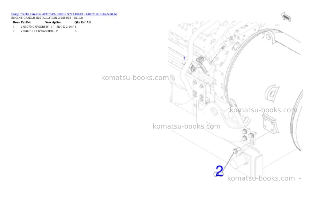 Komatsu AFE78-FA 930E-5 S/N A40619 - A40621 KHSA Parts catalog cover Page 9 Komatsu AFE78-FA 930E-5 S/N A40619 - A40621 KHSA Parts catalog cover Page 9
