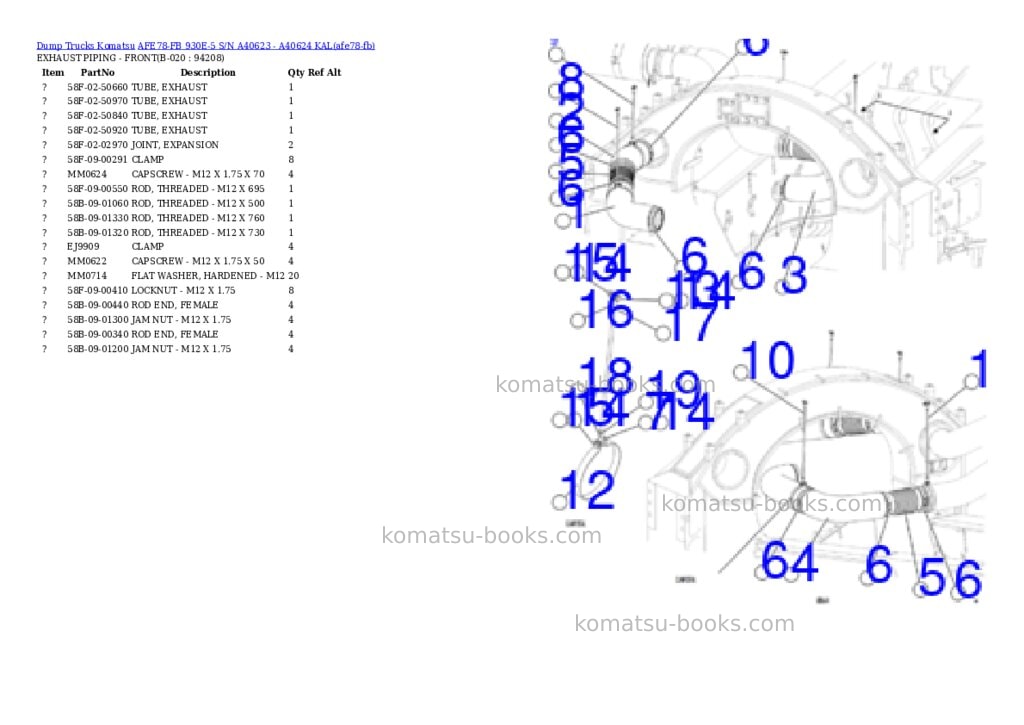 Komatsu AFE78-FB 930E-5 S/N A40623 - A40624 KAL Parts catalog cover Page 10 Komatsu AFE78-FB 930E-5 S/N A40623 - A40624 KAL Parts catalog cover Page 10