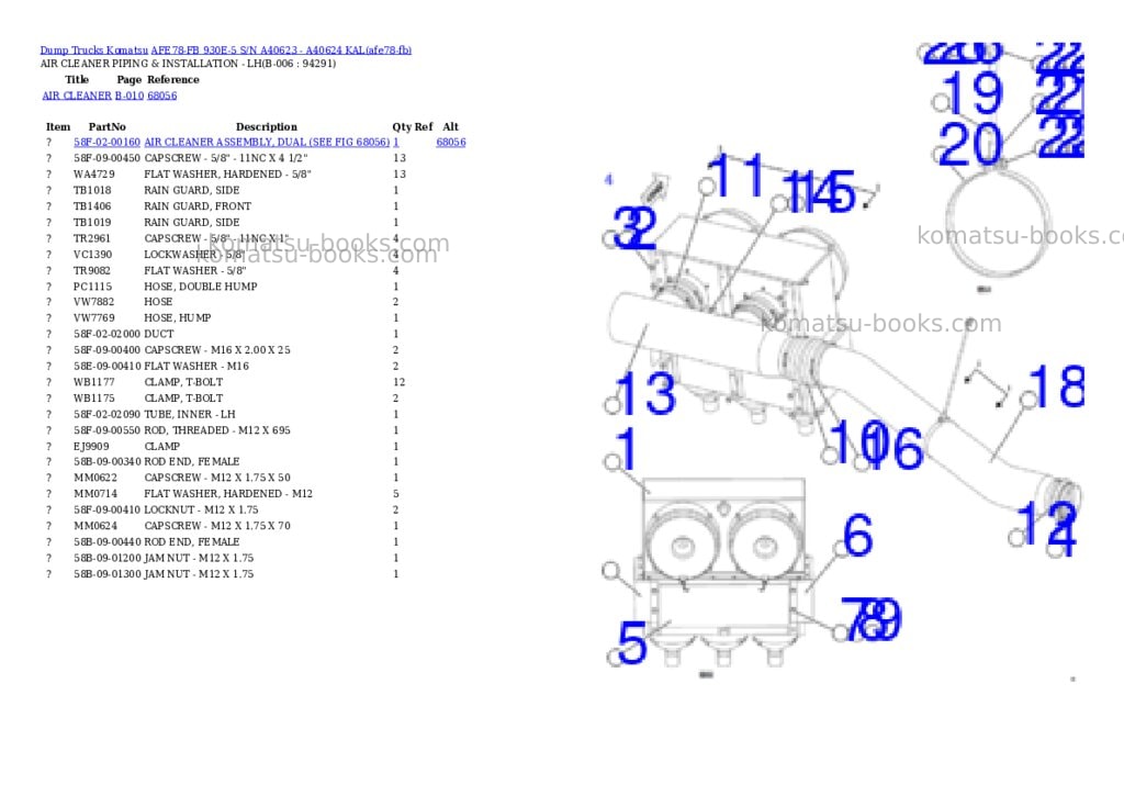 Komatsu AFE78-FB 930E-5 S/N A40623 - A40624 KAL Parts catalog cover Page 3 Komatsu AFE78-FB 930E-5 S/N A40623 - A40624 KAL Parts catalog cover Page 3
