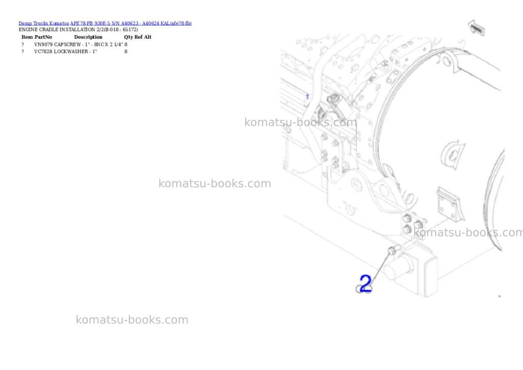 Komatsu AFE78-FB 930E-5 S/N A40623 - A40624 KAL Parts catalog cover Page 9 Komatsu AFE78-FB 930E-5 S/N A40623 - A40624 KAL Parts catalog cover Page 9