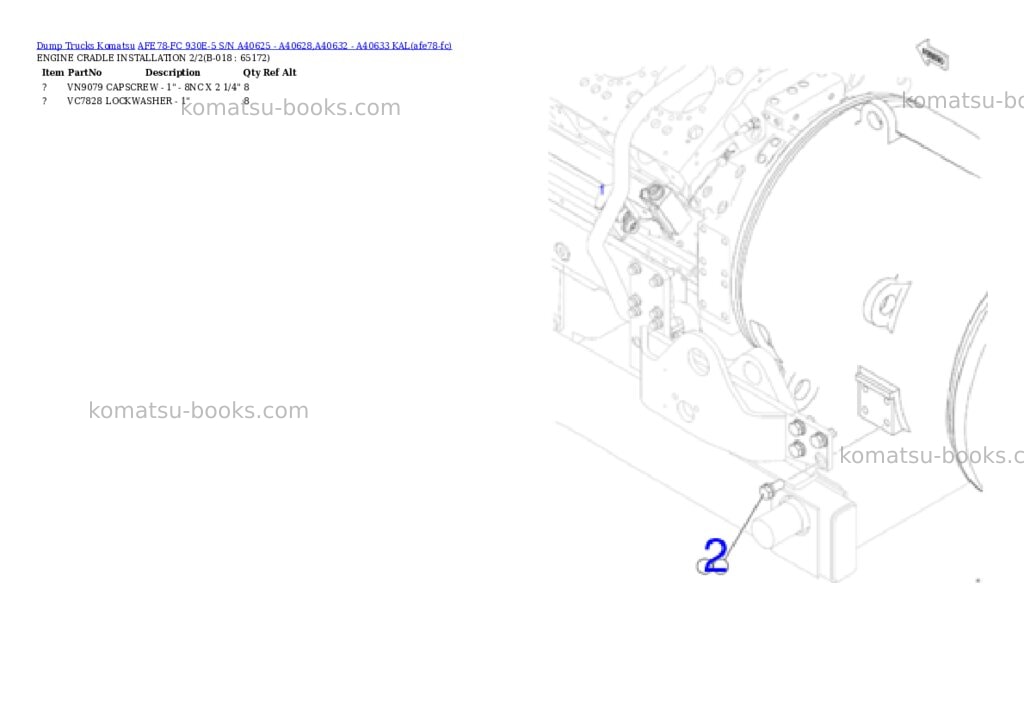 Komatsu AFE78-FC 930E-5 S/N A40625 - A40628,A40632 - A40633 KAL Parts catalog cover Page 5 Komatsu AFE78-FC 930E-5 S/N A40625 - A40628,A40632 - A40633 KAL Parts catalog cover Page 5